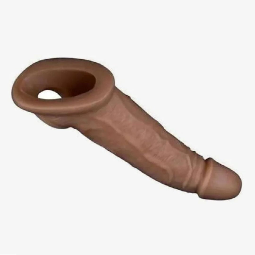 Brown Realistic Penis Sleeve 8 Inches